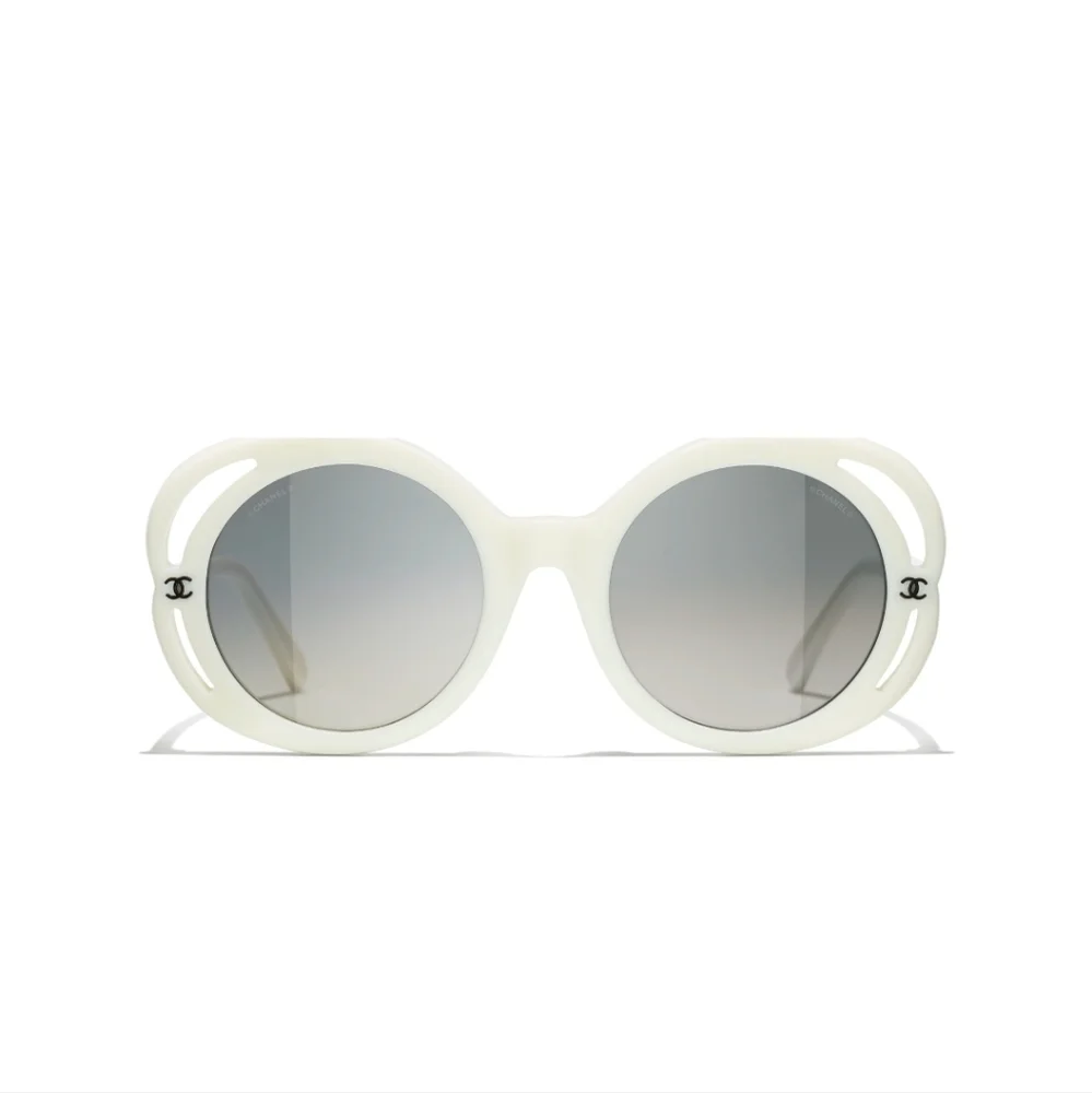 Chanel white round sunglasses Chanel logo 71582A s1255 3N - Picture 9 of 16